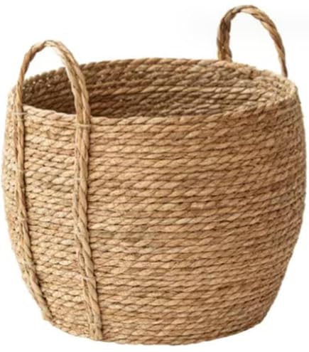 Panier Abdominal Tressé En Jonc De Mer Decorasian - Grand Et Petit, Naturel D=35cm Avec Anse - Panier Rangement Bohème