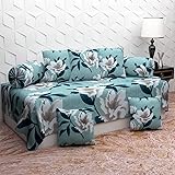 Decora Emporium Modern Cotton Single Bedsheet Diwan with 5 Cushions and 2 Pieces Boosters (Multicolour) -Set of 8 Combo