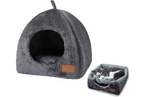 Geteawily Cuccia Gatto Chiusa-Casa Per Gatti Da Interno-Cuccia Per Gatti Calda E Confortevole Inverno-Letto Per Gatti Staccabile 2 In 1-Nido Gatti Esterno-Casa Invernale Per Animali Domestici