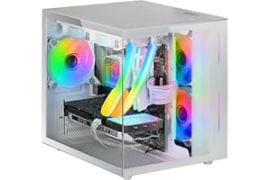 Mars Gaming MC-VIEW, Case Mini Tower Gaming Micro-ATX, Vetro Temperato a 90° Senza Cornice, Struttura Modulare a Doppia Camera, Supporto Completo per il Raffreddamento a Liquido, Bianco