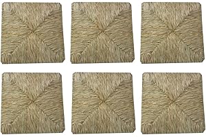 SF SAVINO FILIPPO 6 Pezzi Seduta Sedile Fondo Pannello Quadrato di Ricambio impagliato per Sedia Legno paesana in Paglia Struttura in Legno