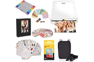 KODAK Step Instant Printer | Wireless Mobile Photo Printer with ZINK Zero Ink Technology & KODAK App for iOS & Android (White) Gift Bundle, 2x3