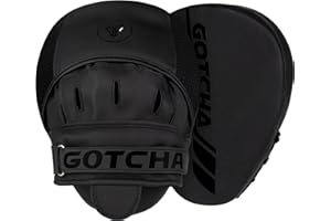 GotchaKart Curved Boxing Pads for Adults - Maya Hide Leather Focus Mitts, MMA Muay Thai Kickboxing Training Pads, Jab Target Hand Pads, Adjustable Strap Ventilated Punching Mitts for Men & Women