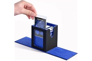 ZLCA MTG Deck Box with Commander Window Display, Trading Card Storage Box Holds 100 Double-Sleeved Cards Suitable for TCG/CCG/PTCG/EDH/Magic/Sport Cards (Black&Blue)