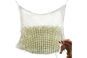 GAOUTO Filet à foin pour chevaux : 120 x 90 cm, filet à foin de ferme, taille 3 x 3 cm, filet d'alimentation pour foin de 8,5 kg, sac à foin, sac à foin, le temps d'alimentation peut être prolongé
