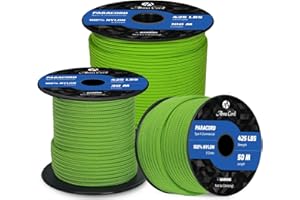 Abma Cord Paracord 3mm 30m 100% Nylon Rope Type II 3 Strands Parachute Cord - Max. 192kg (425lbs) - Neon Green