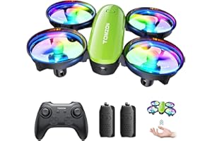 ‎TOMZON Mini Drohne für Kinder Anfänger, TOMZON RC Quadrocopter mit LED Lichter, Helikopter Flugzeug ferngesteuert, Lange Flugzeit, 360° Propellerschutz, Werfen Go/3D Flip/Rotation/Kreisen, Indoor Drone, Grün
