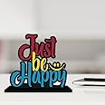 Artvibes Wooden Idols and Figurine Just Be Happy Quotes Table Decor for Office Desk Showpiece | Home Decoration Item | Living Room | Modern Gifting Items (SP_1153)