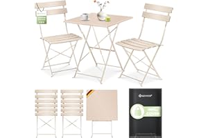 KESSER® Set da bistrò, 3 pezzi, con tavolo da bistrot e 2 sedie pieghevoli, mobili da giardino esterni, resistente ai raggi UV e alle intemperie, set da balcone