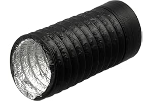 LIRAST Ø 125mm / 1m PVC Aluminium Flexible Ducting - Black Ventilation Duct Hose for Tumble Dryer, Cooker Hood, Extractor Fan, Air Conditioner
