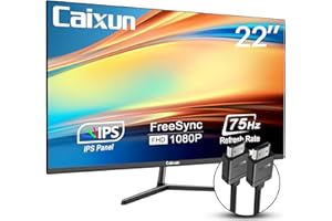 Caixun Monitor 22 pollici FHD Pannello IPS, FreeSync, HDMI, VGA, Schermo PC per la cura degli occhi con ampio angolo di visione per l'home office (CM22X3 cavo HDMI inclusi)