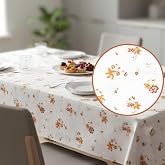 Baskılı Yıkanabilir 140 x 140 cm Masa &Ouml;rt&uuml;s&uuml; Mutfak Bah&ccedil;e Piknik Masa &Ouml;rt&uuml;s&uuml; I Kahverengi Ağırlıklı &Ccedil;i&ccedil;ek Desenli