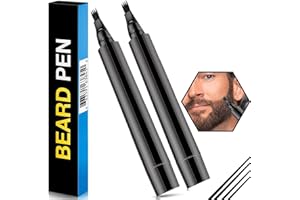 Prreal Lot de 2 stylos à barbe noirs naturels pour homme,Imperméable et résistant à la transpiration,Stylo de remplissage longue durée pour remplir, la barbe et les sourcils,Couleur : noir