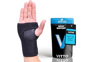 VITTO Wsparcie nadgarstka – zapalenie stawów, RSI, skręcenie, złamanie, szyna nadgarstka z regulowanymi paskami na rzepy, zdejmowana metalowa płytka, wsparcie nadgarstka unisex do codziennego użytku
