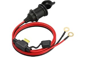 KNOCERY 12V Zigarettenanzünder Steckdose Wasserdicht, KFZ Steckdose Einbau für Auto Motorrad Boot Wohnmobil, Heavy Duty 20A Buchse mit 2,5mm² Kabel & Sicherung, Ideal für Kühlbox (1m)