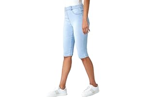 Roman Originals Knee Length Jeggings for Women Ladies Stretch Denim Shorts Jeans Cropped Trouser Capri Pants Summer Cotton Legging Pedal Pusher Legged Crop Spring Cutoff Work