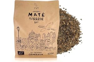 YVY MATÉ Yerba Mate Bio Torréfié 500g | Maté Bio Équitable et Non Fumé | Sans Tige | Amertume modérée | Idéal pour consommation quotidienne | Boisson caféinée énergisante