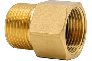 Fai Top Mosiężna myjka wysokociśnieniowa, sprzęgło metryczne, M22, gwint zewnętrzny 15 mm, gwint wewnętrzny M22, 14 mm, adapter węża przyłącze do myjki wysokociśnieniowej 4500PSI