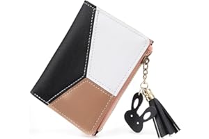 CHAOFANXI Portafoglio Donna in Pelle Sintetica Liscia eMorbida, Piccolo e Corto, Portafoglio Donna in Bellissimi Colori con Cerniera,Nero