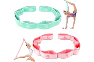 Zuimei 2Pcs Stretching Bands Gymnastics Stretch Band Yoga Straps with 8 Adjustable Loops for Stretching, Leg Stretcher Strap Yoga Pull Strap Flexstrap for Pilates,Dance,Gymnastics Exercise