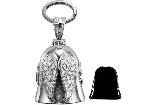 HEYOMI Guardian Bell Clochette Moto Ange Gardien en Acier Inoxydable, Porte-clés Béni pour La Paix et La Sécurité,pour Moto Cyclisme, Vélos,etc.