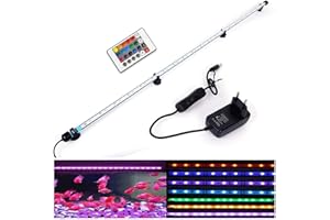 VARMHUS 18-112 cm LED Aquarium-Licht Unterwasserbeleuchtung Aufsetzleuchte Abdeckung Wasserdicht Lampe Stecker EU für Fisch Tank (1.8 * 112cm, RGB)