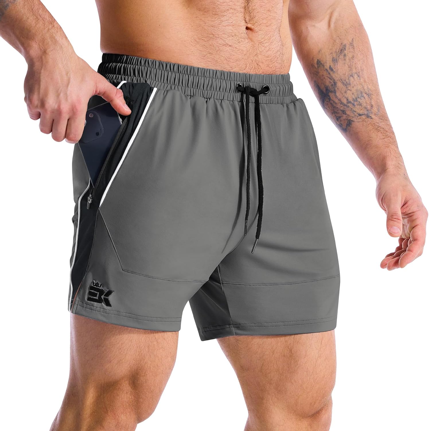 ZENWILL DRI-Armor Pantalones Cortos Hombre Deporte Cremallera Pantalon Corto Running,Ligeros Pantalón Corto Gym Secado Rápido