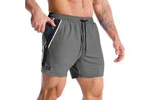 ZENWILL DRI-Armor Pantalones Cortos Hombre Deporte Cremallera Pantalon Corto Running,Ligeros Pantalón Corto Gym Secado Rápido