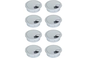 ALUSFERA Passacavi Scrivania - Pressacavo per Scrivania Rotondo 60 mm - Pressacavo - Pressacavo Tavolo Tondo - Foro Passacavo Scrivania - Organizzazione Della Scrivania - 8 Pezzi - Metallizzato