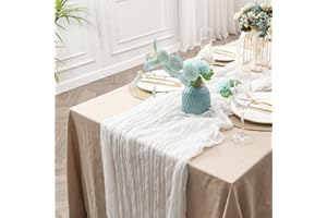 LOMOHOO Bieżnik na stół z serem, bieżnik w stylu boho, bieżnik na stół, rustykalny, przezroczysty, długość 45 cm, na wesele, dla panny młodej, na baby shower, urodziny, ciasto, dekoracja stołu (biały,