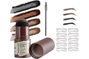 SOMGKIN Stempel do brwi, szablon do brwi, tatuaż brwi, 10 zestawów szablonów do brwi wielokrotnego użytku, 1 pędzel do brwi, wodoodporny zestaw pudru do brwi (03)