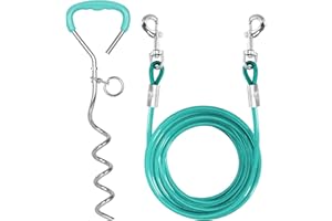 ZWQLZG Bodenanker Hund, Erdanker Hund Anlegepflock für Große Hunde Robuste Erdanker für Trampolin mit 3m Schleppleine Rostfrei Sicherung Set für Kleine Bis Mittlere Hunde (Blau)