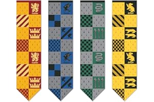 CON*QUEST Conquest Journals Harry Potter Hogwarts House Quidditch Large Flags, Set of 4, Polyester, 12'' x 49'', Gryffindor, Slytherin, Ravenclaw & Hufflepuff Banners, Party and Wall Decor, Officially Licensed