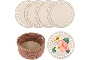 SDHIIOLP 5 Stück Korbboden zum HäKeln 10cm Korbboden Aus Holz Holzboden zum HäKeln Korbflechten set Naturholzkorbboden Korb Flechten set Kreis Crochet Basket für DIY Korbflechten