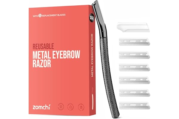 ZOMCHI Rasoir Sourcil - Rasoir Visage Femme - Dermaplaning Visage - Rasoir à sourcils avec 6 lame - Noir