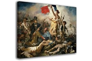 INGENIA HOME Cuadro Lienzo Canvas La Libertad guiando al Pueblo Eugene Delacroix – Varias Medidas - Lienzo de Tela Bastidor Madera de 3 cm - Impresion Alta resolucion (50, 40)