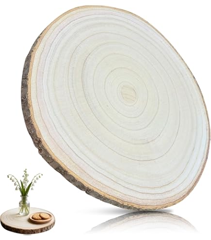 Decoratie Paulowna houten boomschijf Dia 29-34 cm - Kaarsenbord/kaarsenplateau - Alle Kerst onderborden - warenhuis