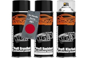 TRISTARcolor Peinture voiture Kit bombes de peinture pour Honda/Acura R81 Milano Red/Rouge Milano Peinture de fond peinture de base vernis clair aérosol 400 ml