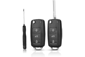 2 stycken bilnyckelhus för VW, 3-knappars nyckelhus med 1 skruvmejsel, reservflik nyckelfodral, tillbehör för VW Golf Jetta S