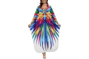 L-Peach Kaftan Kimono Ropa de Dormir Vestido de Playa Cover Ups Sarong para Mujer