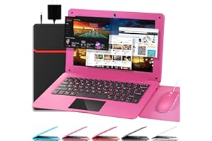 G-Anica Laptop Computer(10.1 inch), Quad Core Powered by Android 12.0, Netbook Computer with WiFi and Bluetooth, Mini Laptop for Kids and Adults（PINK）
