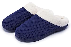 Kuako Maison Pantoufles Femme Hiver Chaude Confort Mémoire Peluche Chaussons Antidérapantes Chaussures D'Intérieur