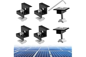 Coomoors Solarmodul Halterung Kit, 4 X Solarpanel-Z-Halterung, 2 X Mittelklemme, Verstellbare Schwarz Klemme für 30-35MM Dicke Module, Solarpanel Befestigung für Effiziente PV Befestigung