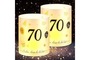 ANRUZON Originelle 20 Windlicht Tischdeko 70 Geburtstag, Deko 70. Geburtstag Frau Mann, 70 Jahre Happy Birthday Tischdeko, Geschenke zum 70 Geburtstag, Geeignet für Teelichter oder Kerzen