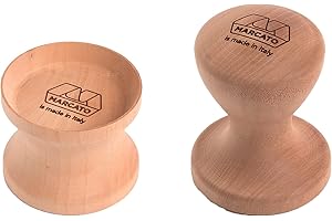 Marcato Kit Stampi per Corzetti, Timbro per Pasta Fresca, Base da Taglio + Forma a Spirale + Forma a Giglio, in Legno Massello, Made in Italy