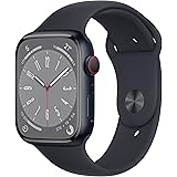 Apple Watch Series 8 (GPS + Cellular, 45mm) Smartwatch con cassa in alluminio color mezzanotte con Cinturino Sport color mezz