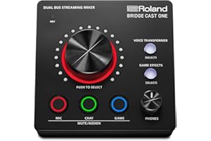 Roland BRIDGE CAST ONE Dual Bus Streaming Mixer | Kompaktowy Mikser Audio do Streamingu | Dla Graczy Online i Twórców Treści | 32-bitowy Sprzętowy DSP | Łączność USB-C Windows i Mac
