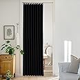 StangH Accordion Style Pleated Folding Door Curtains for Doorways, Noise Reducing Thermal Insulated Privacy Curtain for Kitchen, Closet, Light Blocking with Tieback, Black, W50 x L80, 1 Panel
