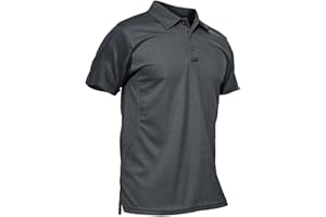 Kefitevd Polo Shirts, Men's Short Sleeve Golf T-Shirts, Quick-Drying Army T-Shirt, Sport Outdoor Polo Shirt with Glasses Holder, Button Placket, Lightweight Summer T-Shirt