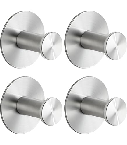 ZUIMENG Zelfklevende haken, 4 stuks, zelfklevende haken, zonder boren, handdoekhouder, waterdicht, roestvrij staal, wandhaak voor badkamer, toilet, keuken (zilver ZUIMENG Zelfklevende haken, 4 stuks, zelfklevende haken, zonder boren, handdoekhouder, waterdicht, roestvrij staal, wandhaak voor badkamer, toilet, keuken (zilver